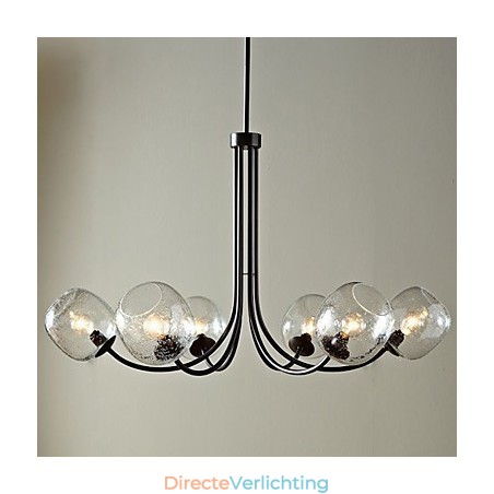 Traditionele kroonluchter met 6 lampen en glazen bubbelkap Traditionele kroonluchter met 6 lampen en glazen bubbelkap