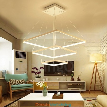 Moderne, eigentijdse hanglamp van aluminiumlegering met 3 lampen en acryl kap Moderne, eigentijdse hanglamp van aluminiumlegering met 3 lampen en acryl kap