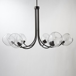 Traditionele kroonluchter met 6 lampen en glazen bubbelkap