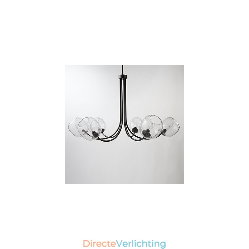 Traditionele kroonluchter met 6 lampen en glazen bubbelkap