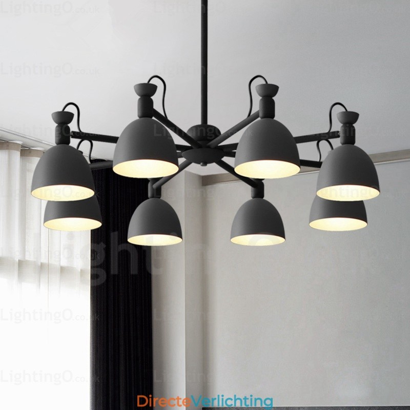 8-lichts Scandinavische kroonluchter met aluminiumlegering kap