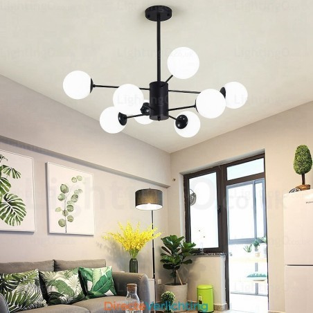 8-lichts moderne eigentijdse kroonluchter met glazen kap 8-lichts moderne eigentijdse kroonluchter met glazen kap