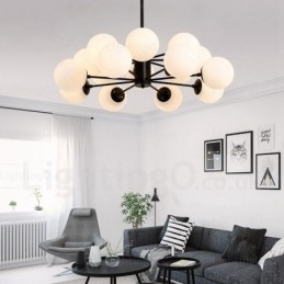16-lichts Scandinavische kroonluchter met glazen kap