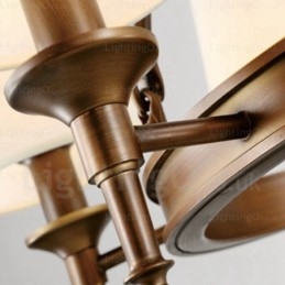 8-lichts hanglamp in Scandinavische landelijke stijl met stoffen kap