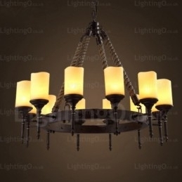 12-lichts landelijke rustieke vintage retro hanglamp met glazen kap