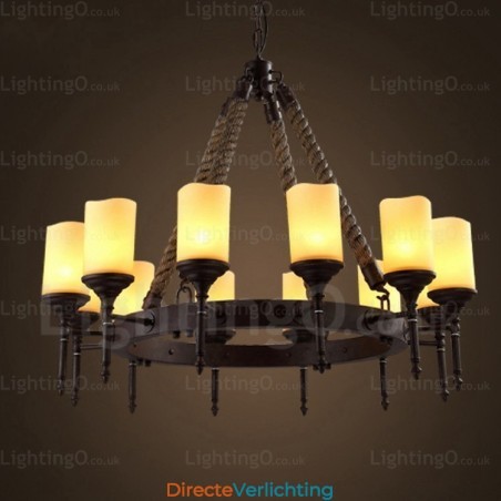 12-lichts landelijke rustieke vintage retro hanglamp met glazen kap 12-lichts landelijke rustieke vintage retro hanglamp met glazen kap