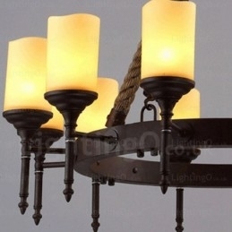 12-lichts landelijke rustieke vintage retro hanglamp met glazen kap