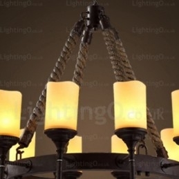 12-lichts landelijke rustieke vintage retro hanglamp met glazen kap