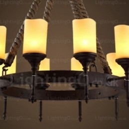 12-lichts landelijke rustieke vintage retro hanglamp met glazen kap