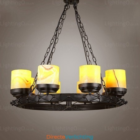 8-lichts landelijke, rustieke, vintage, retro hanglamp met glazen kap 8-lichts landelijke, rustieke, vintage, retro hanglamp met glazen kap