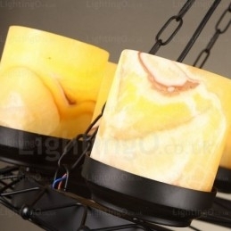 8-lichts landelijke, rustieke, vintage, retro hanglamp met glazen kap