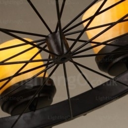 8-lichts landelijke, rustieke, vintage, retro hanglamp met glazen kap