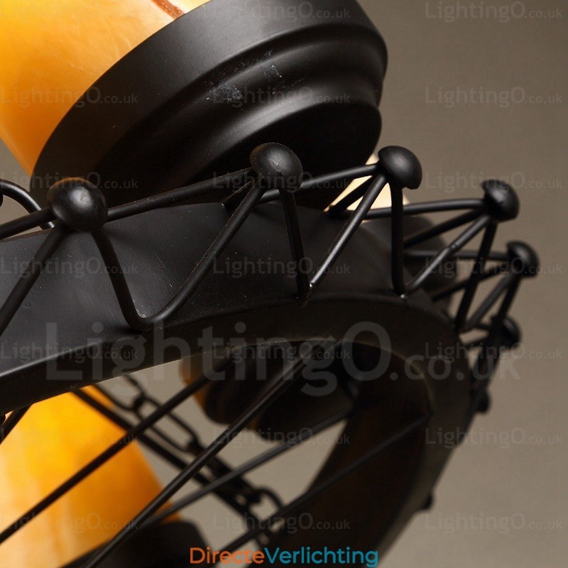 8-lichts landelijke, rustieke, vintage, retro hanglamp met glazen kap
