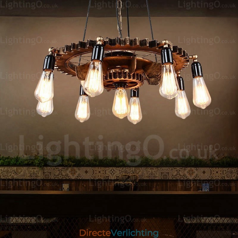 9-lichts vintage retro hanglamp