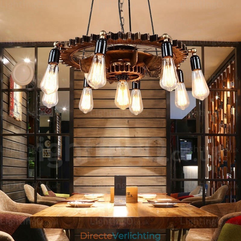 9-lichts vintage retro hanglamp