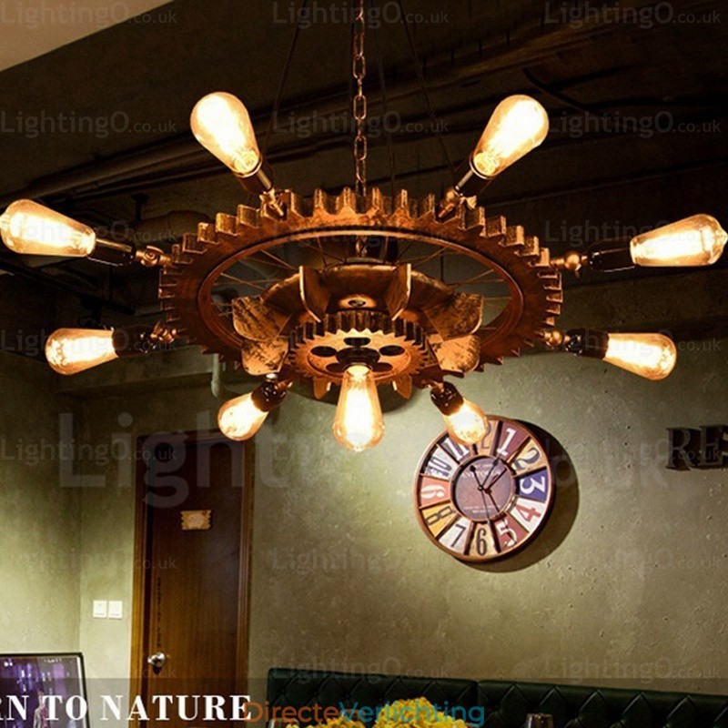 9-lichts vintage retro hanglamp