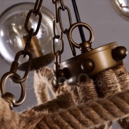 6-lichts vintage retro hanglamp met glazen kap