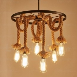 6-lichts vintage retro hanglamp