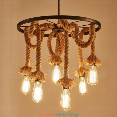 6-lichts vintage retro hanglamp 6-lichts vintage retro hanglamp