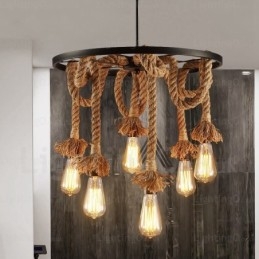 6-lichts vintage retro hanglamp