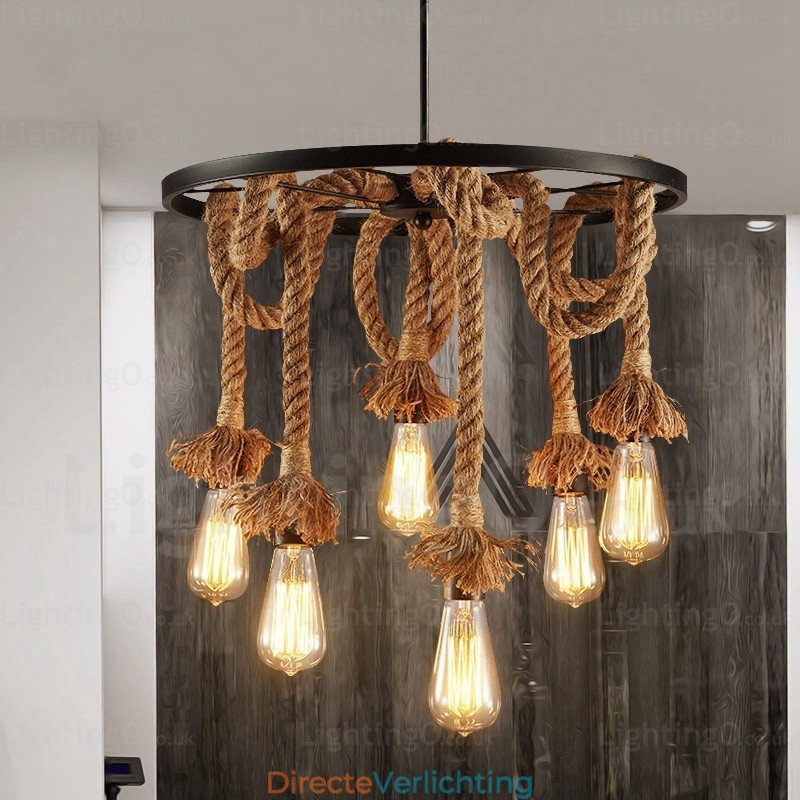 6-lichts vintage retro hanglamp