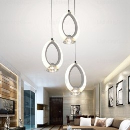 1-lichts moderne, eigentijdse hanglamp met kristallen kap