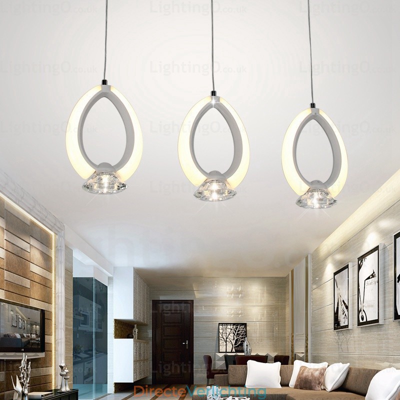 1-lichts moderne, eigentijdse hanglamp met kristallen kap