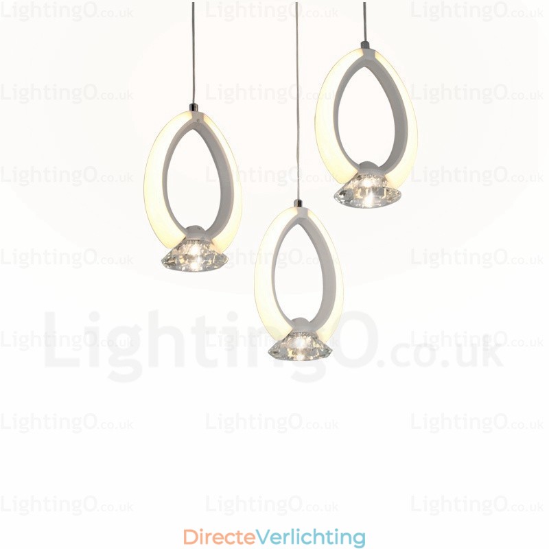 1-lichts moderne, eigentijdse hanglamp met kristallen kap