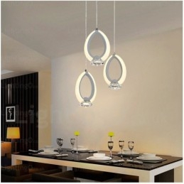 1-lichts moderne, eigentijdse hanglamp met kristallen kap