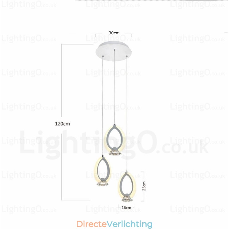 1-lichts moderne, eigentijdse hanglamp met kristallen kap