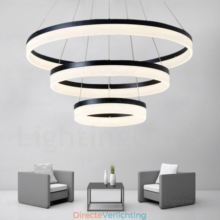 Wi-Fi Smart Dimbare 3 Ringen Moderne Hedendaagse Hanglamp met Acryl Kap Wi-Fi Smart Dimbare 3 Ringen Moderne Hedendaagse Hanglamp met Acryl Kap