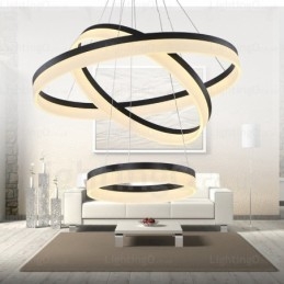 Wi-Fi Smart Dimbare 3 Ringen Moderne Hedendaagse Hanglamp met Acryl Kap