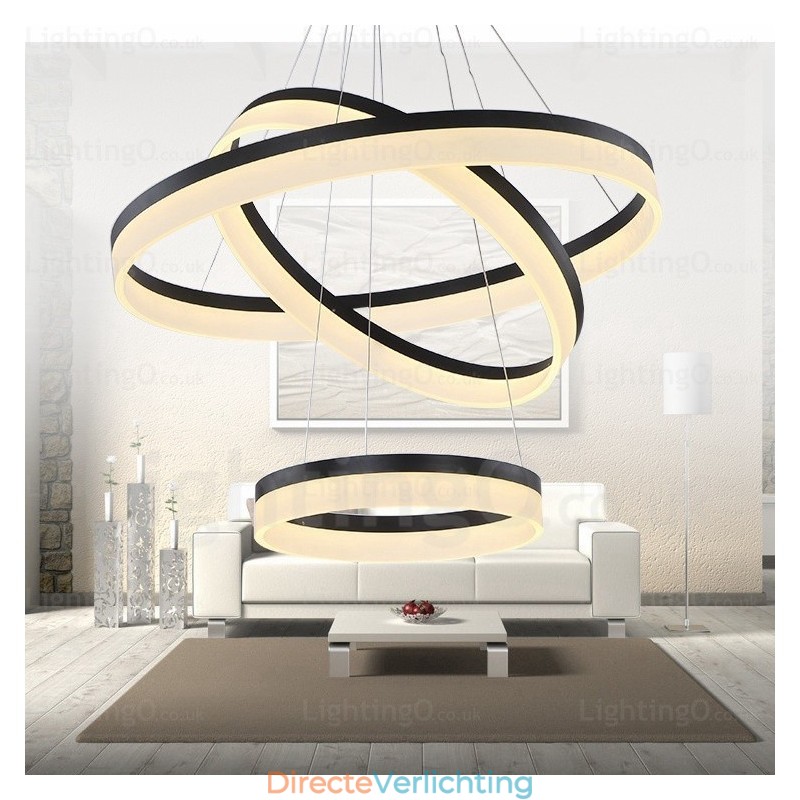 Wi-Fi Smart Dimbare 3 Ringen Moderne Hedendaagse Hanglamp met Acryl Kap