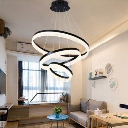 Wi-Fi Smart Dimbare 3 Ringen Moderne Hedendaagse Hanglamp met Acryl Kap