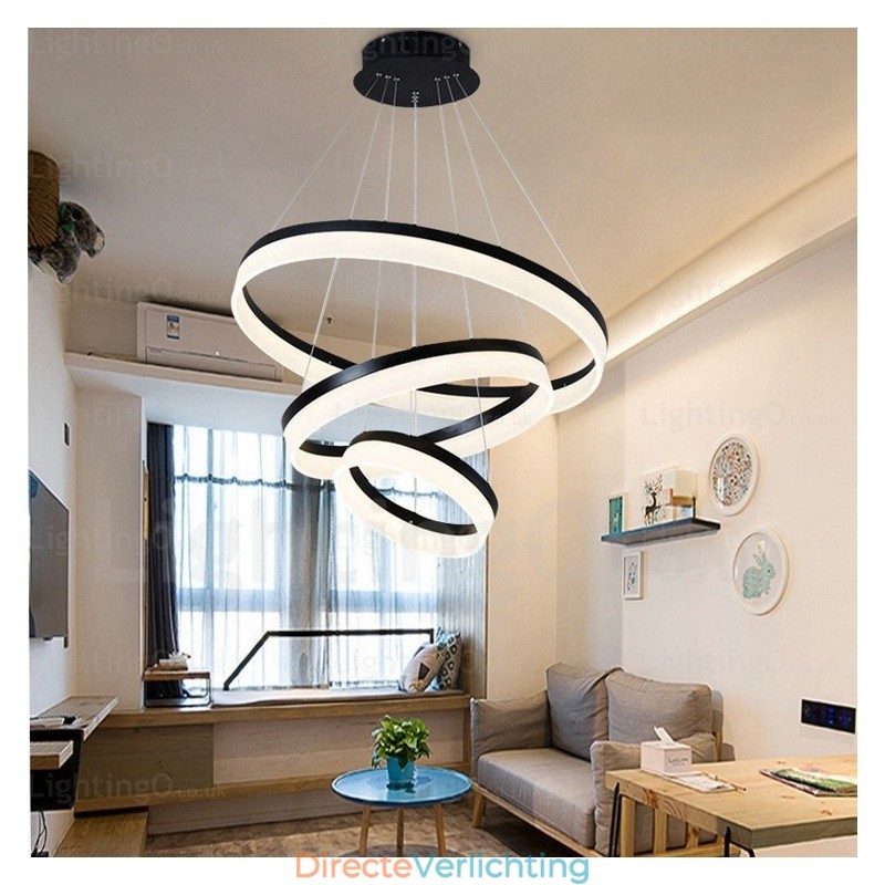 Wi-Fi Smart Dimbare 3 Ringen Moderne Hedendaagse Hanglamp met Acryl Kap