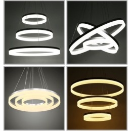 Wi-Fi Smart Dimbare 3 Ringen Moderne Hedendaagse Hanglamp met Acryl Kap