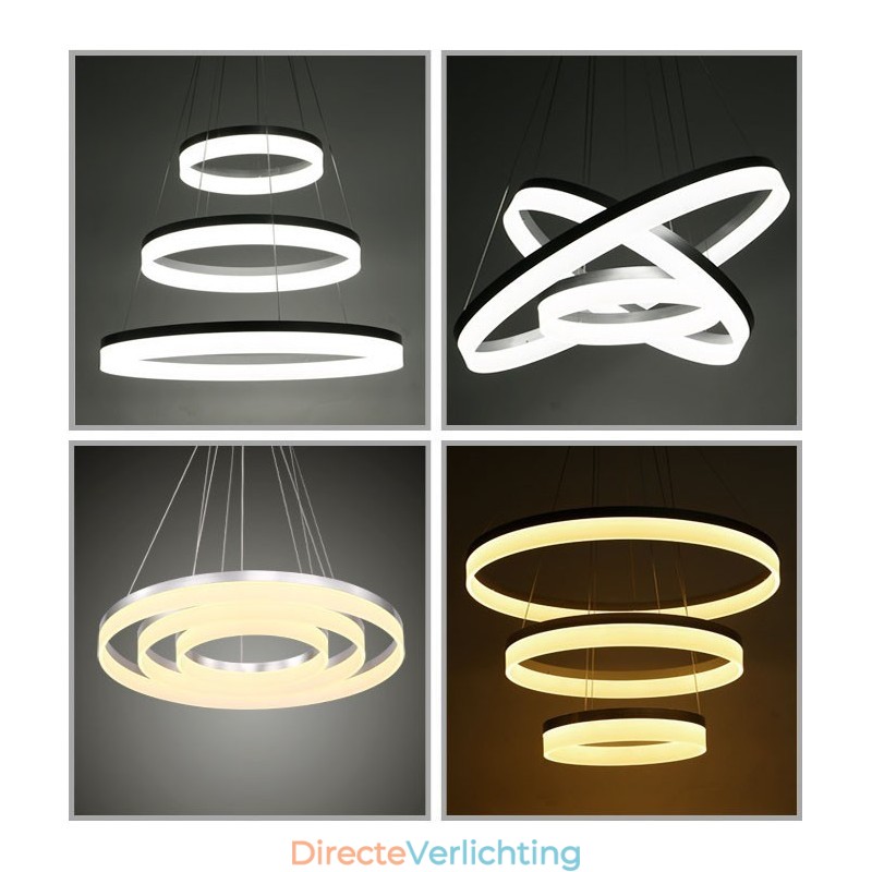 Wi-Fi Smart Dimbare 3 Ringen Moderne Hedendaagse Hanglamp met Acryl Kap