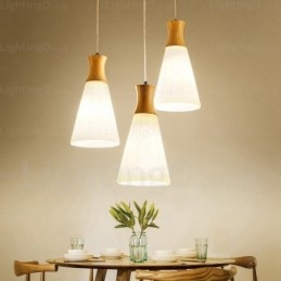 1-lichts moderne, eigentijdse Scandinavische hanglamp met glazen kap