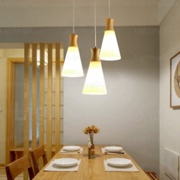1-lichts moderne, eigentijdse Scandinavische hanglamp met glazen kap