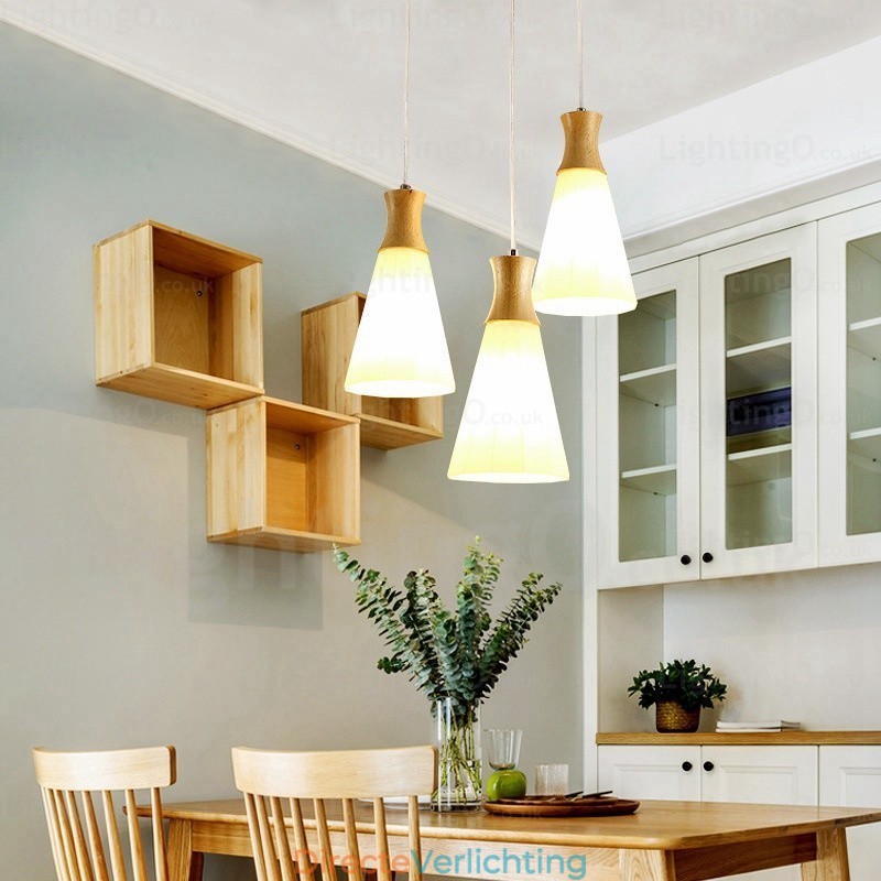 1-lichts moderne, eigentijdse Scandinavische hanglamp met glazen kap