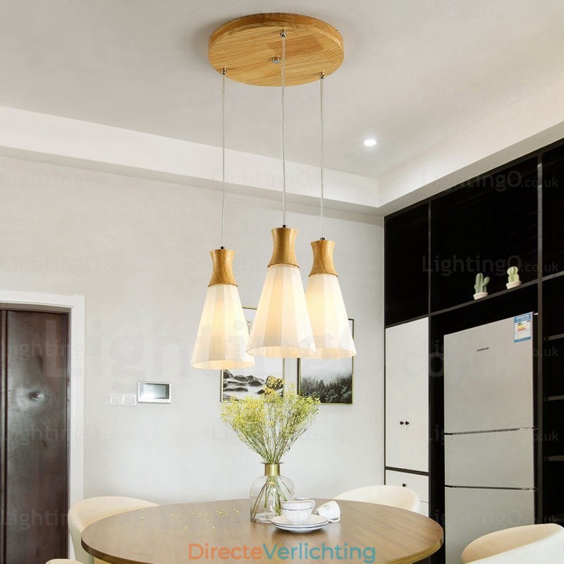 1-lichts moderne, eigentijdse Scandinavische hanglamp met glazen kap
