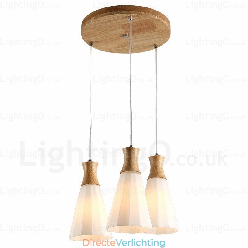 1-lichts moderne, eigentijdse Scandinavische hanglamp met glazen kap
