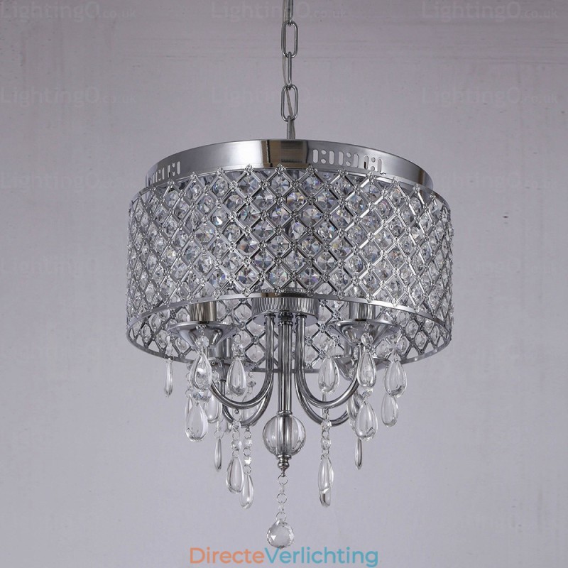 1-lichts moderne, eigentijdse hanglamp met kristallen kap