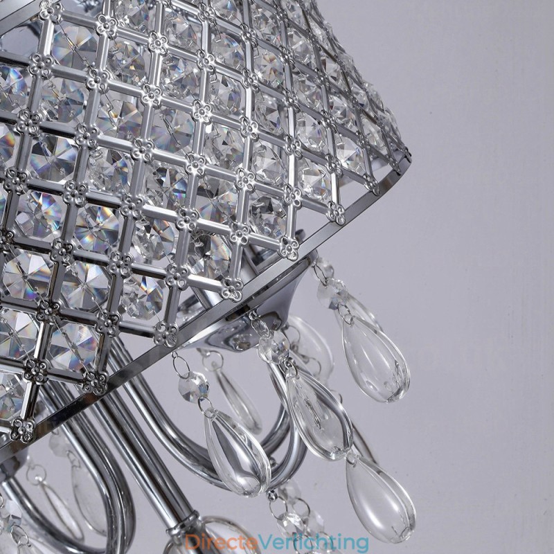 1-lichts moderne, eigentijdse hanglamp met kristallen kap
