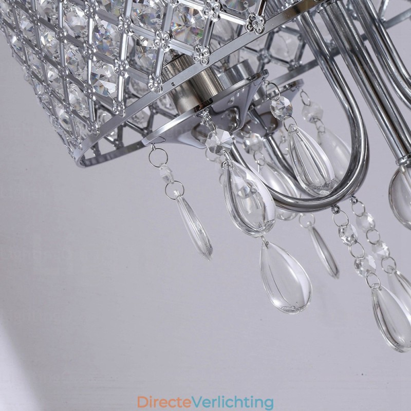 1-lichts moderne, eigentijdse hanglamp met kristallen kap