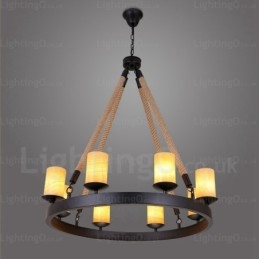 8-lichts vintage retro hanglamp met marmeren kap