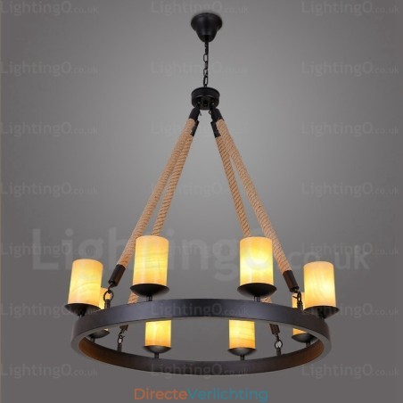 8-lichts vintage retro hanglamp met marmeren kap 8-lichts vintage retro hanglamp met marmeren kap