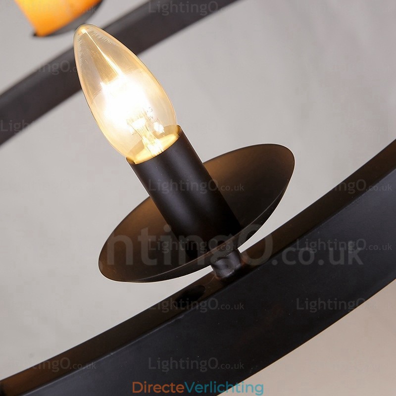 8-lichts vintage retro hanglamp met marmeren kap