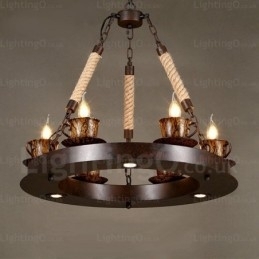 9-lichts landelijke rustieke hanglamp
