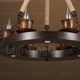 9-lichts landelijke rustieke hanglamp